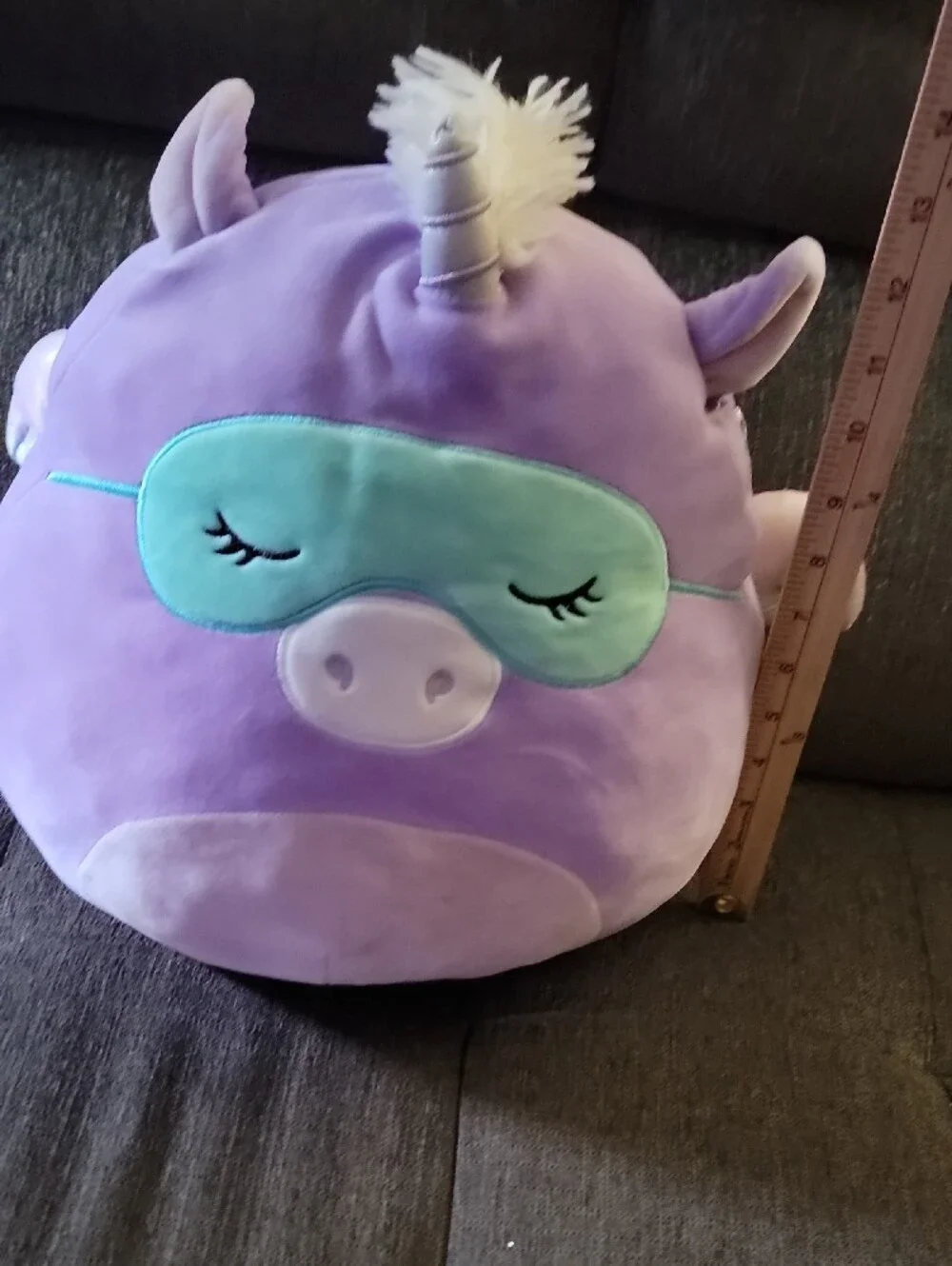 Squishmallows Purple Unicorn Plush with Mint Sleep Mask